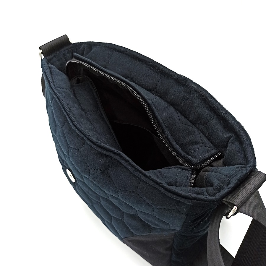 Torba listonoszka – czerń z kwiatami V2 - obrazek 4