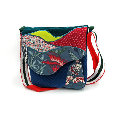 Torba listonoszka – błękit ze szmaragdową łąką V2