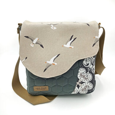 Torba listonoszka – grafit z mewami V2