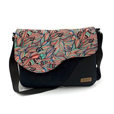 Torba listonoszka duża – czarny z falami