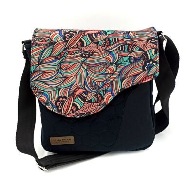 Torba listonoszka – czarny z falami