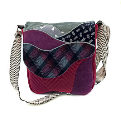 Torba listonoszka – burgund z grafitowym pejzażem