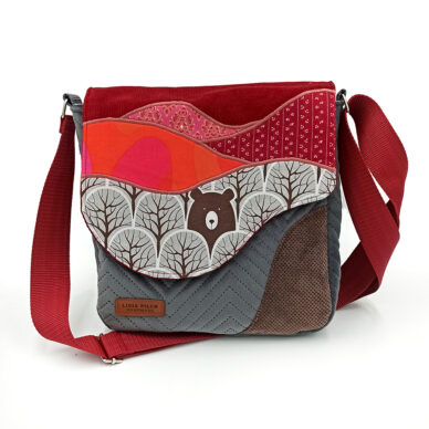 Torba listonoszka – popiel z leśnym pejzażem i misiem