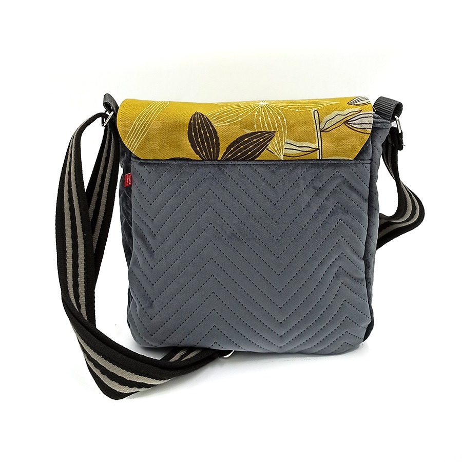 Torba listonoszka – grafit z musztardą - obrazek 2