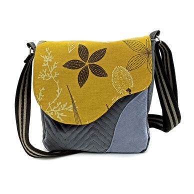 Torba listonoszka – grafit z musztardą