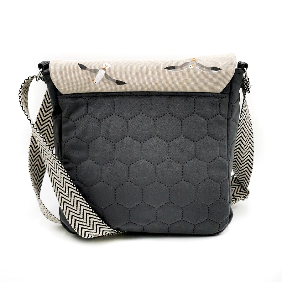 Torba listonoszka – grafit z mewami V1 - obrazek 3