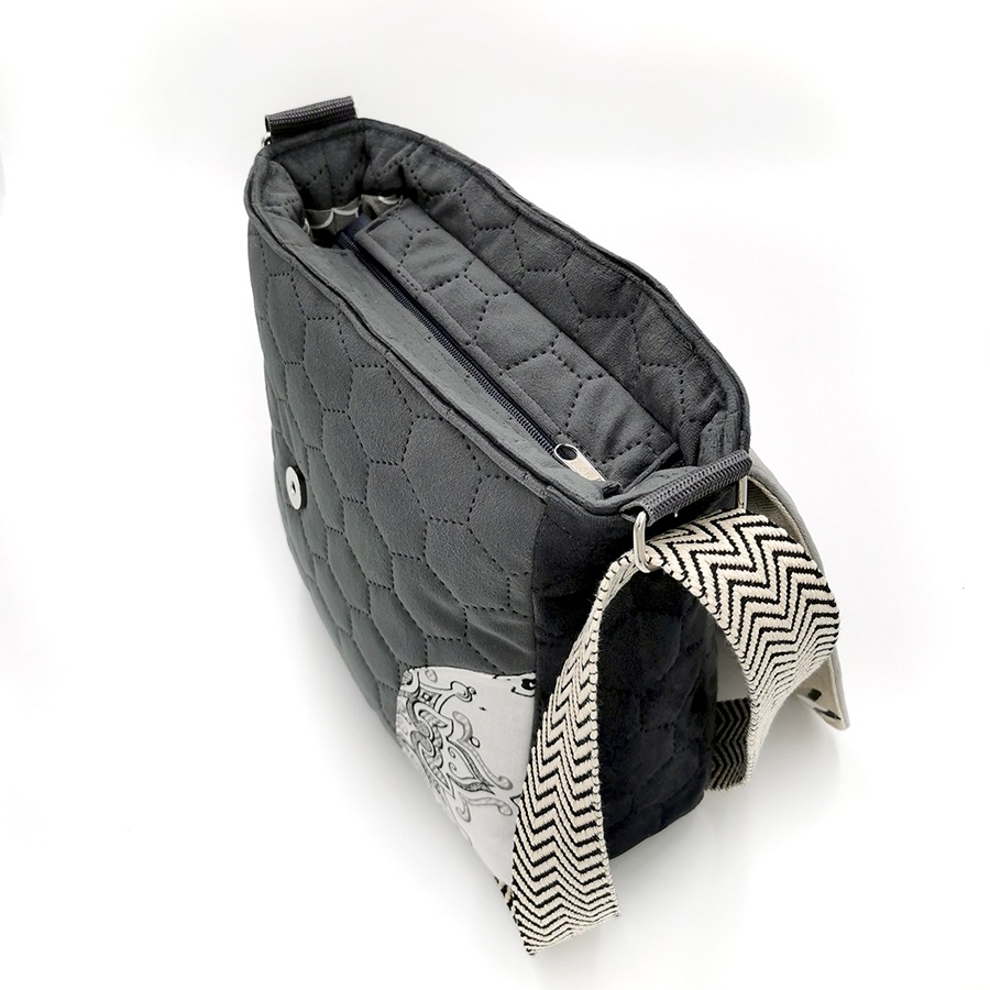 Torba listonoszka – grafit z mewami V1 - obrazek 5
