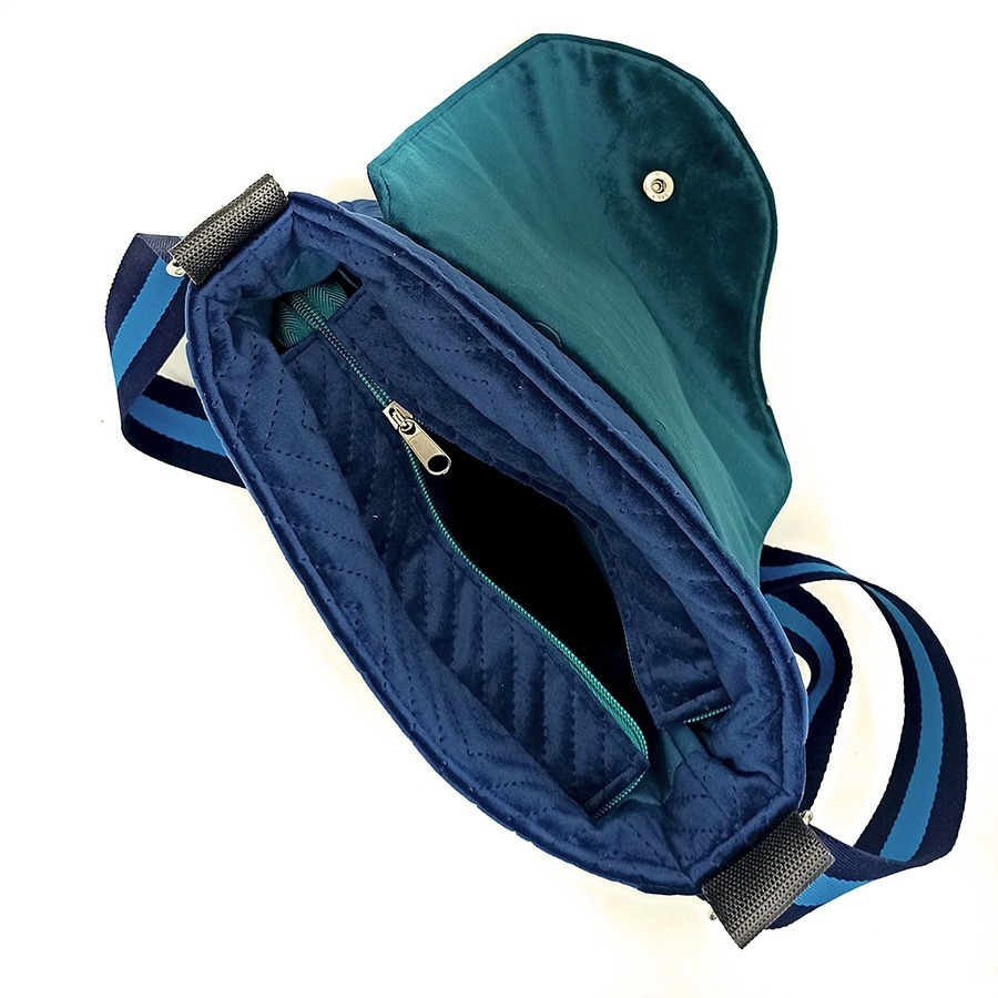 Torba listonoszka – błękit z niebieskimi liśćmi V4 - obrazek 4