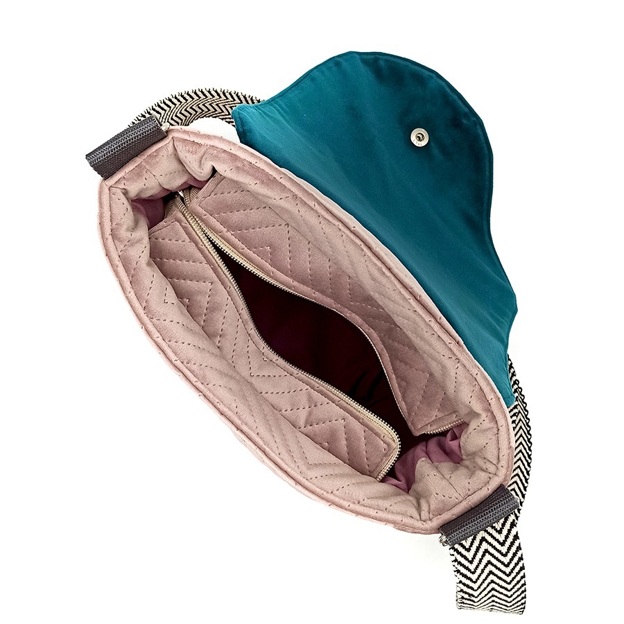 Torba listonoszka – róż z niebieskimi liśćmi V2 - obrazek 3