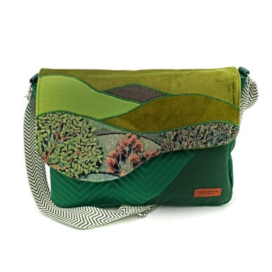 Torba listonoszka duża – zielona z pejzażem