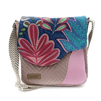 Torba listonoszka – róż z niebieskimi liśćmi V3