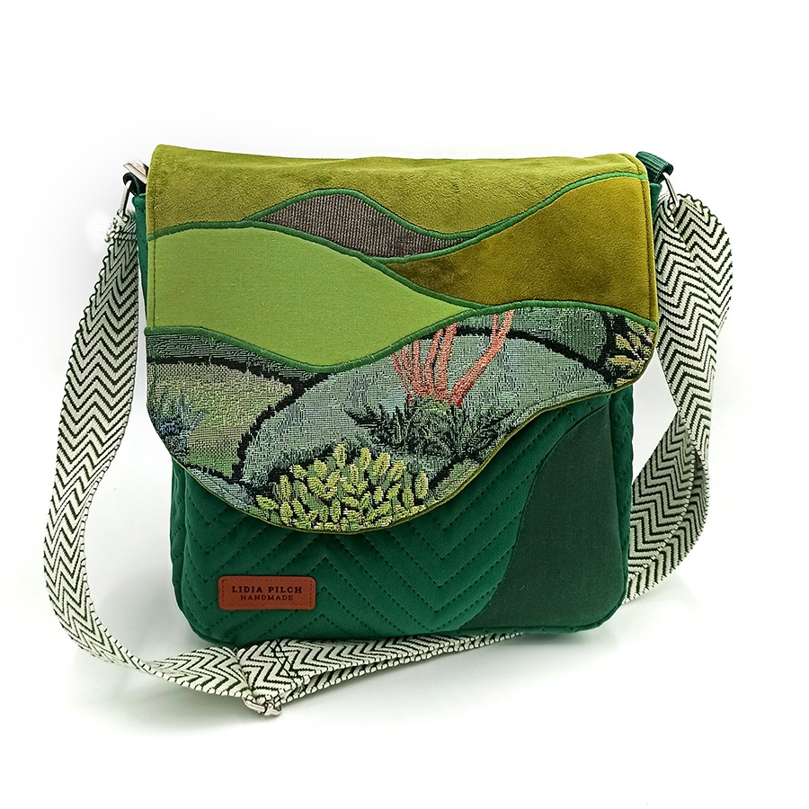 Torba listonoszka – zielona z pejzażem