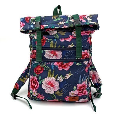 Plecak kurierski – róże na granacie