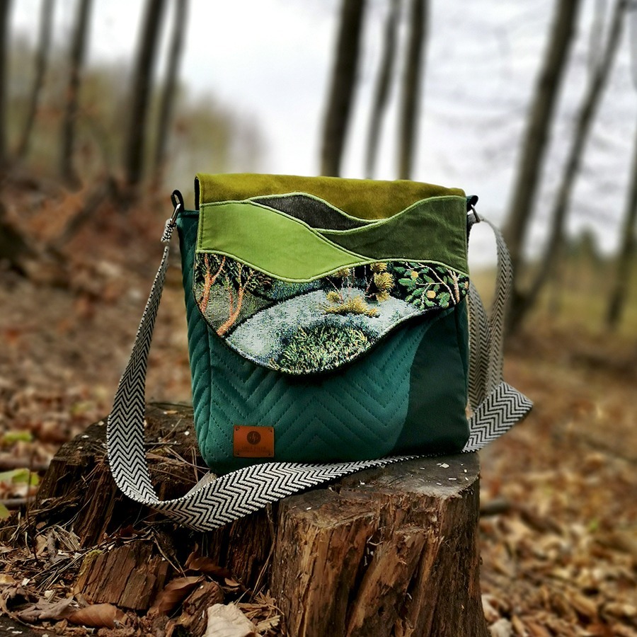 Torba listonoszka – zielona z pejzażem - obrazek 8