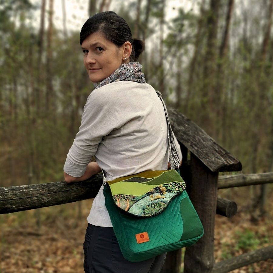 Torba listonoszka – zielona z pejzażem - obrazek 6