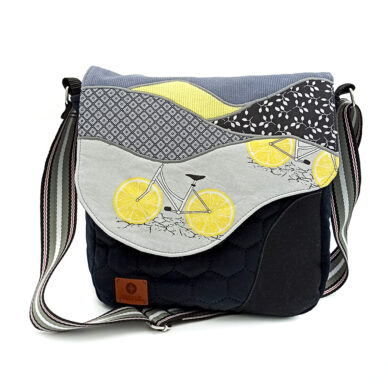 Torba listonoszka – czerń i szarość z rowerami