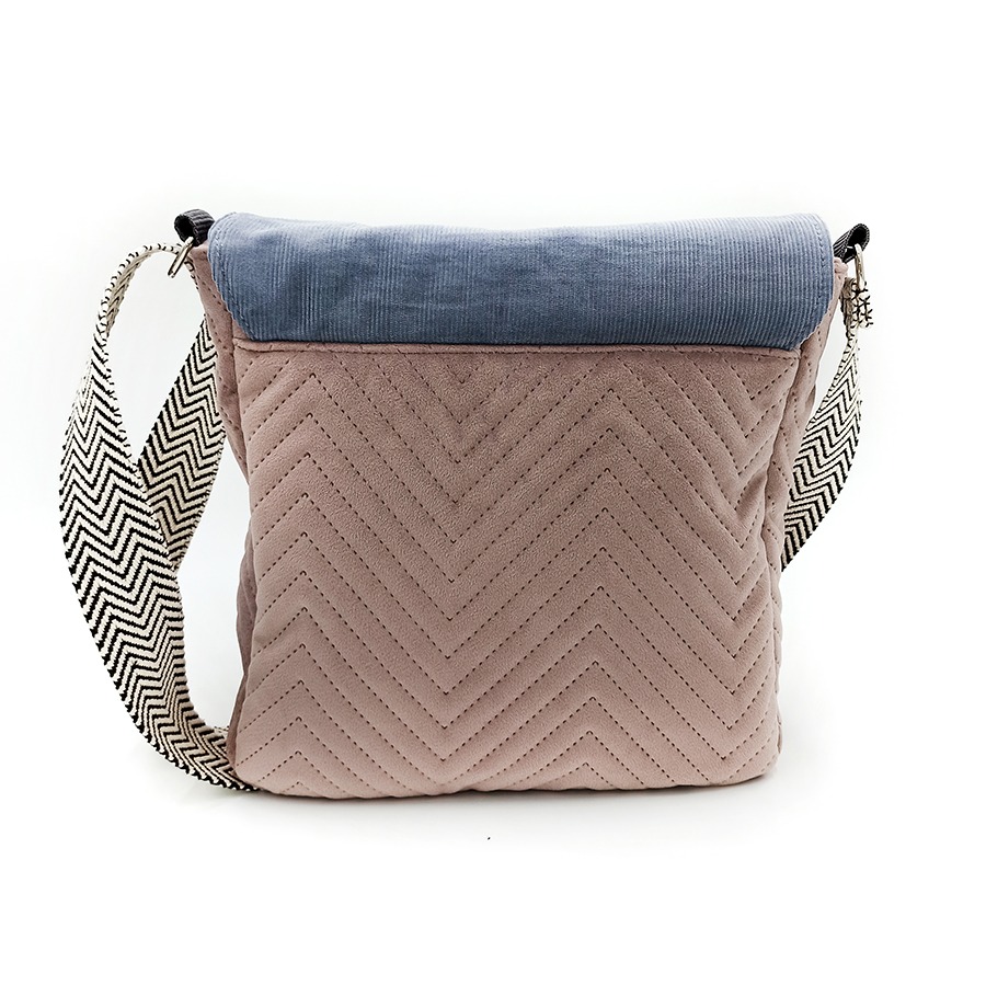 Torba listonoszka – róż z szarym pejzażem - obrazek 2