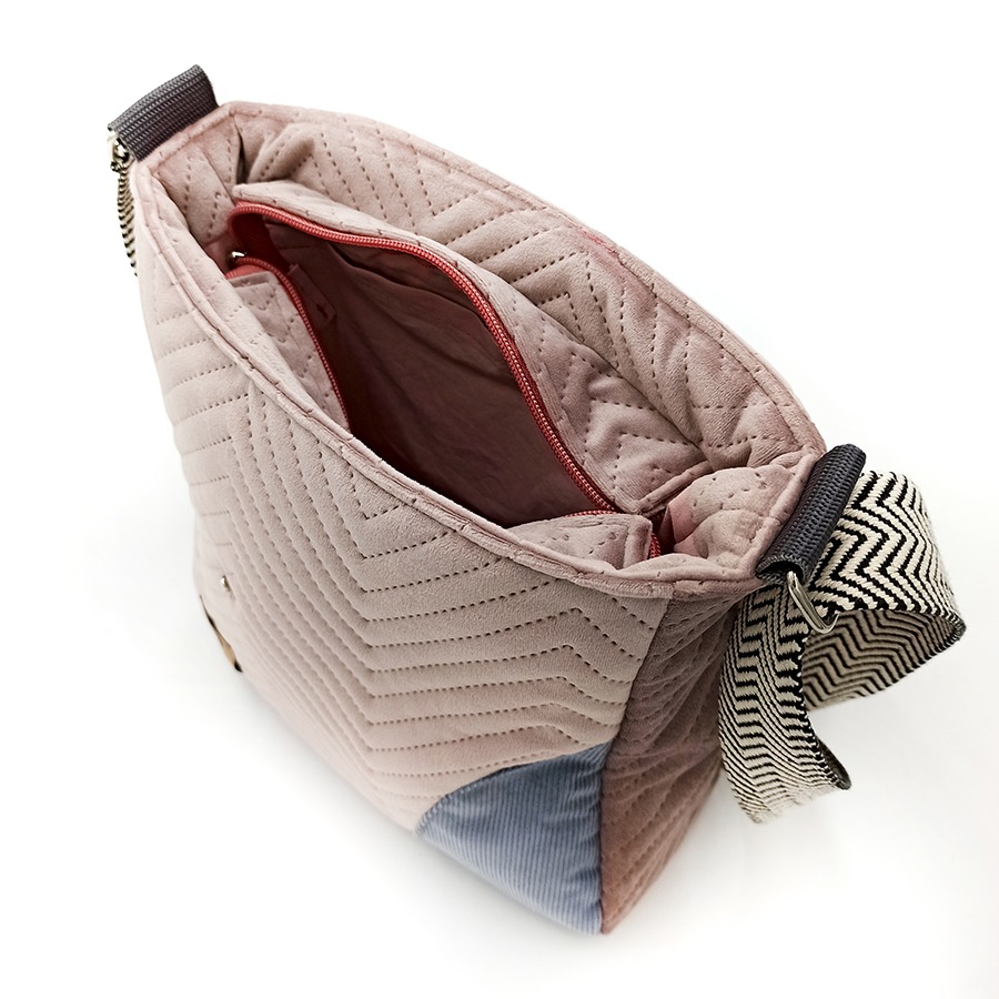 Torba listonoszka – róż z szarym pejzażem - obrazek 3