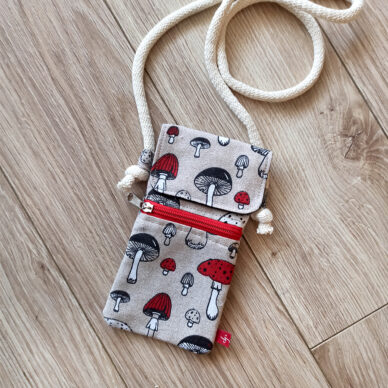 Torebka mini na telefon - muchomorki
