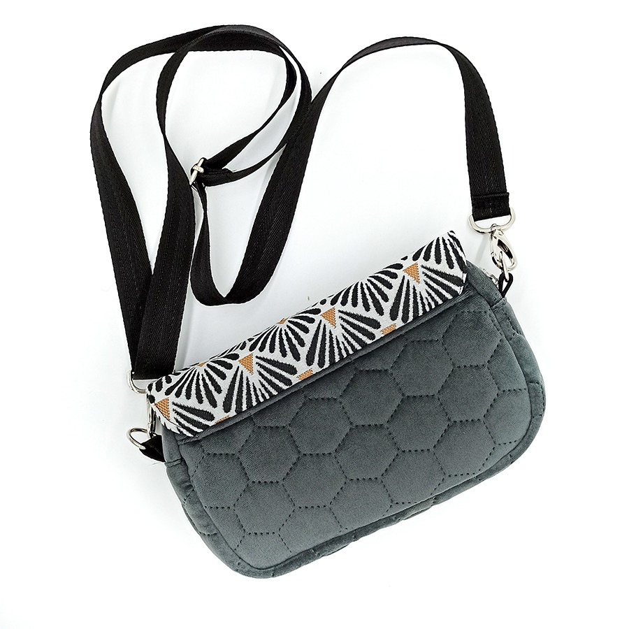 Torebka mała – grafit z wachlarzami - obrazek 3