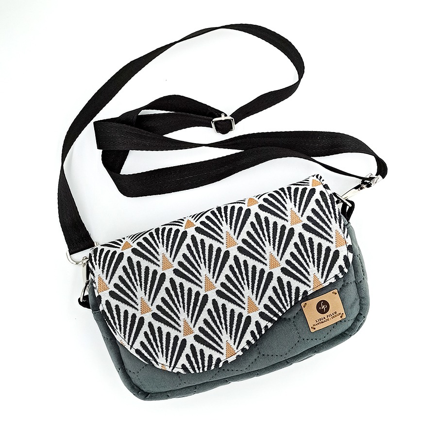 Torebka mała – grafit z wachlarzami - obrazek 2