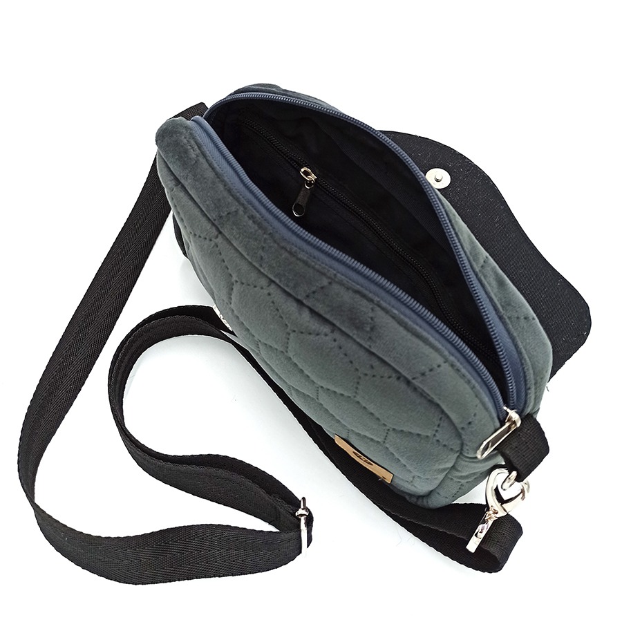 Torebka mała – grafit z wachlarzami - obrazek 4