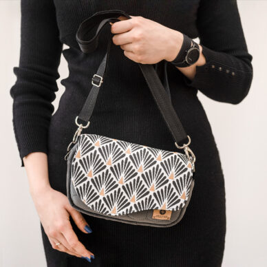 Torebka mała – grafit z wachlarzami