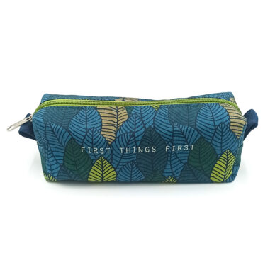 Mini kosmetyczka/piórnik zielone listeczki