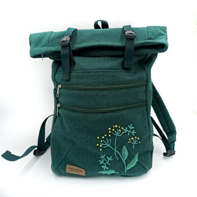 Plecak kurierski – ciemnozielone płótno z haftem