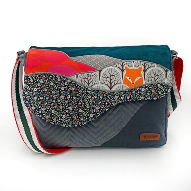 Torba listonoszka duża – grafit i szmaragd z liskiem