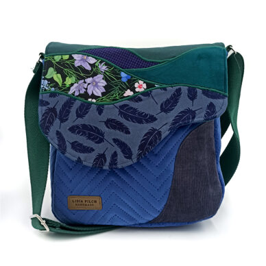 Torba listonoszka – fioletowo-szmaragdowa z pejzażem