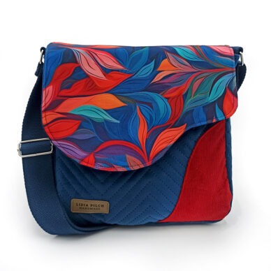 Torba listonoszka – niebieski z czerwonymi akcentami