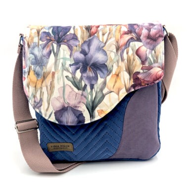 Torba listonoszka – fiolet z irysami