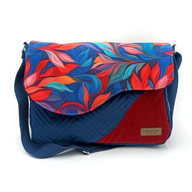 Torba listonoszka duża – niebieski z czerwonymi akcentami