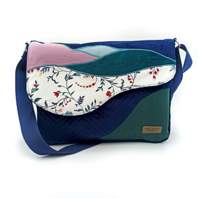 Torba listonoszka duża – granat z chłodnym pejzażem