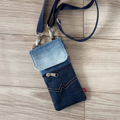 Torebka mini na telefon - kompozycja z jeansu V2