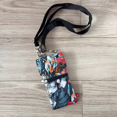 Torebka mini na telefon - czerwone i pomarańczowe kwiaty