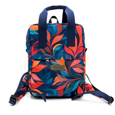 Mały plecak miejski - niebieski z czerwienią