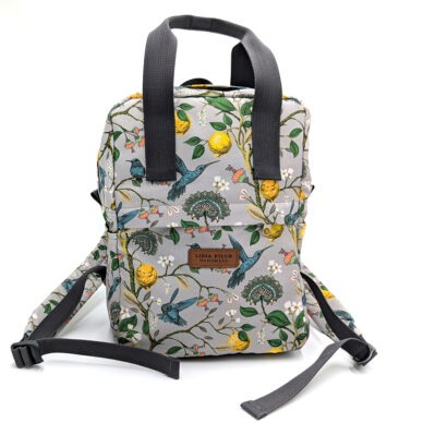 Mały plecak miejski - szary z cytrynami