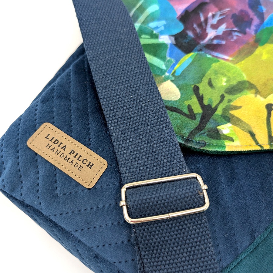 Torba listonoszka – niebieski z malowanym lasem - obrazek 13