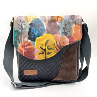 Torba listonoszka – grafit z malowanym lasem