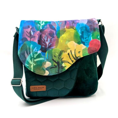 Torba listonoszka – zielony z malowanym lasem