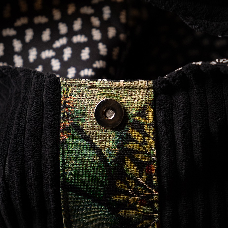 Torba na ramię - czarny sztruks z gobelinem - obrazek 9