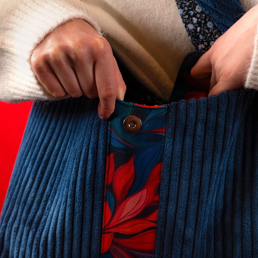 Torba na ramię - niebieski sztruks - obrazek 9