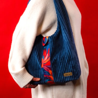 Torba na ramię - niebieski sztruks