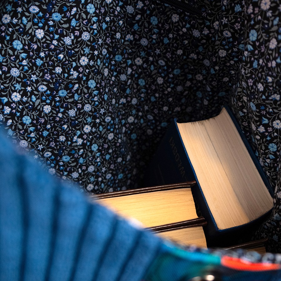 Torba na ramię - niebieski sztruks - obrazek 5