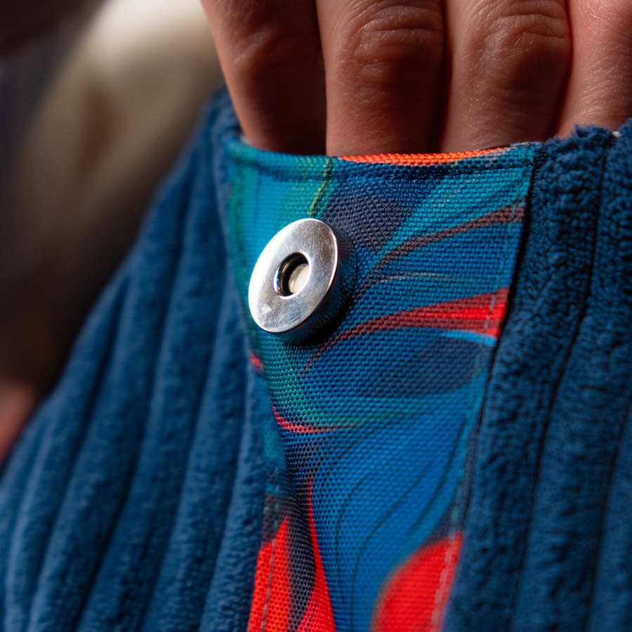 Torba na ramię - niebieski sztruks - obrazek 4