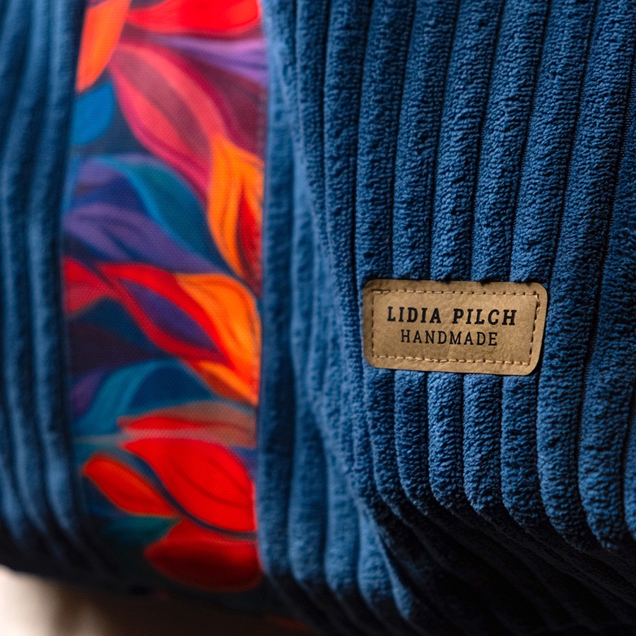 Torba na ramię - niebieski sztruks - obrazek 6