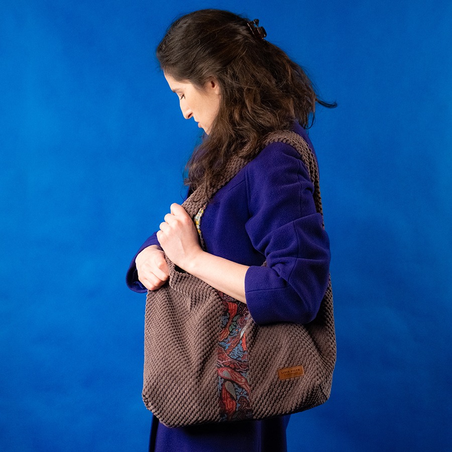 Torba na ramię - brązowy sztruks - obrazek 4