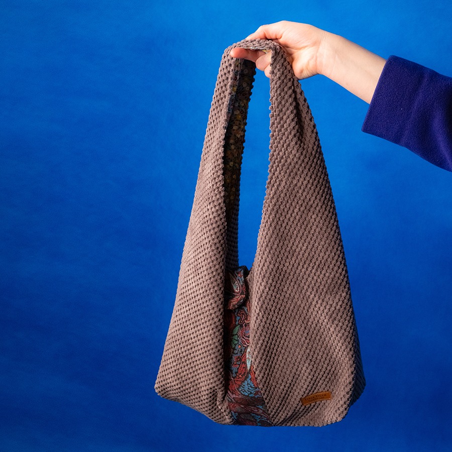 Torba na ramię - brązowy sztruks - obrazek 2